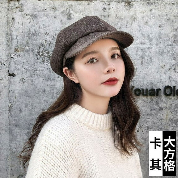 CoCopeanut Baret Militer Hitam Rantai Musim Gugur Musim Dingin Baru untuk Wanita Topi Tentara Datar Wanita Topi Baret Perjalanan Anak Perempuan Topi Pelukis Wanita