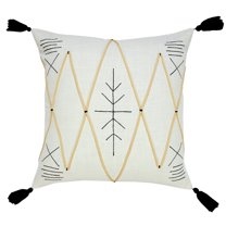 Ox Bay 20" x 20" Hand-Woven White/ Black Geometric Organic Cotton Pillow Cover