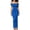 Blue, variant on QUNYINEY Summer Dresses for Women Short Sleeve Satin Off The Shoulder Long Bodycon Dress Slim Fit Solid Casual Ruched Dresses