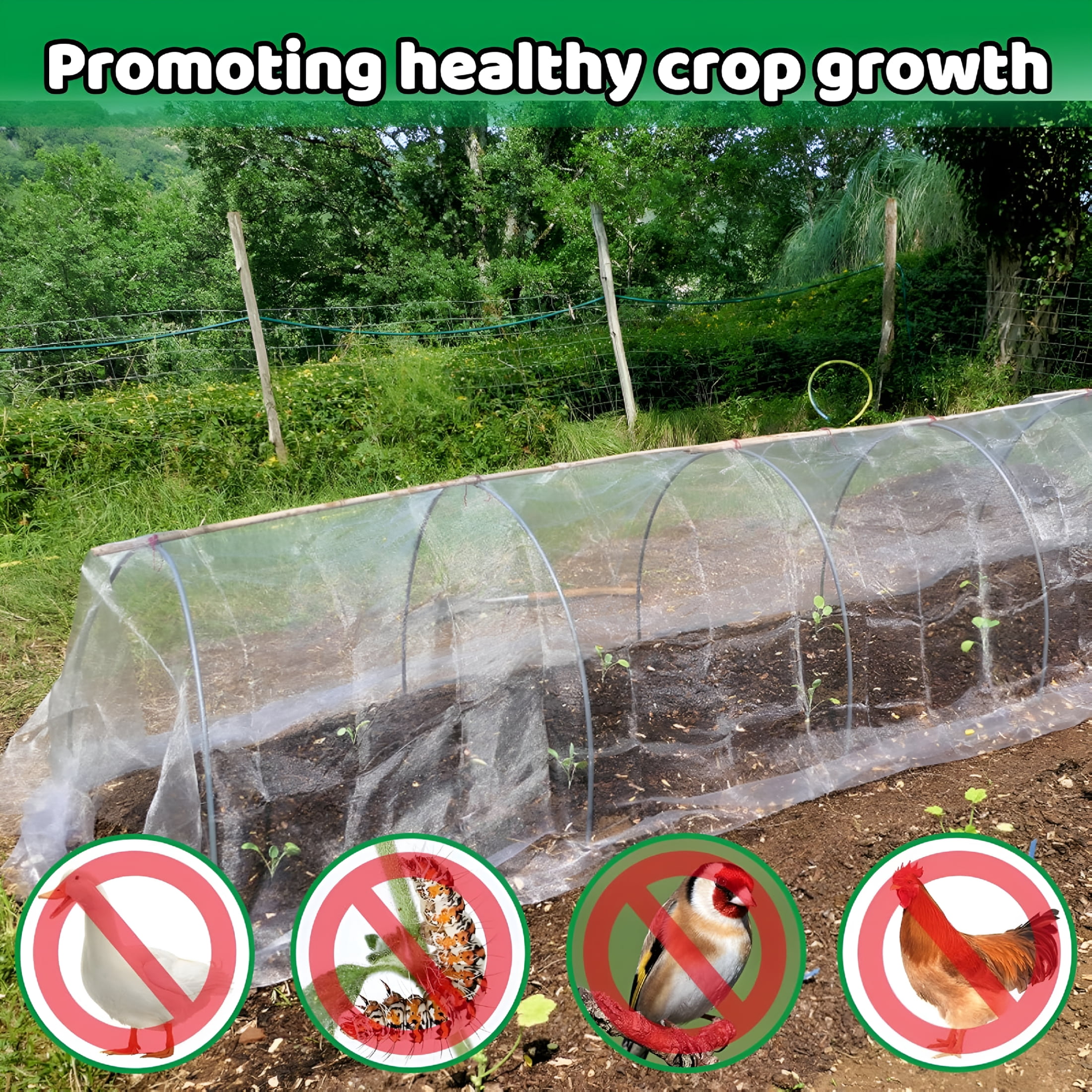 MISSMILE Mosquito Netting, 10 × 50 Ft Mosquito Mesh Screen for Patio, Insect Bird Net Barrier Garden Mesh Netting for Protect Vegetables Fruits from Birds Bugs, White