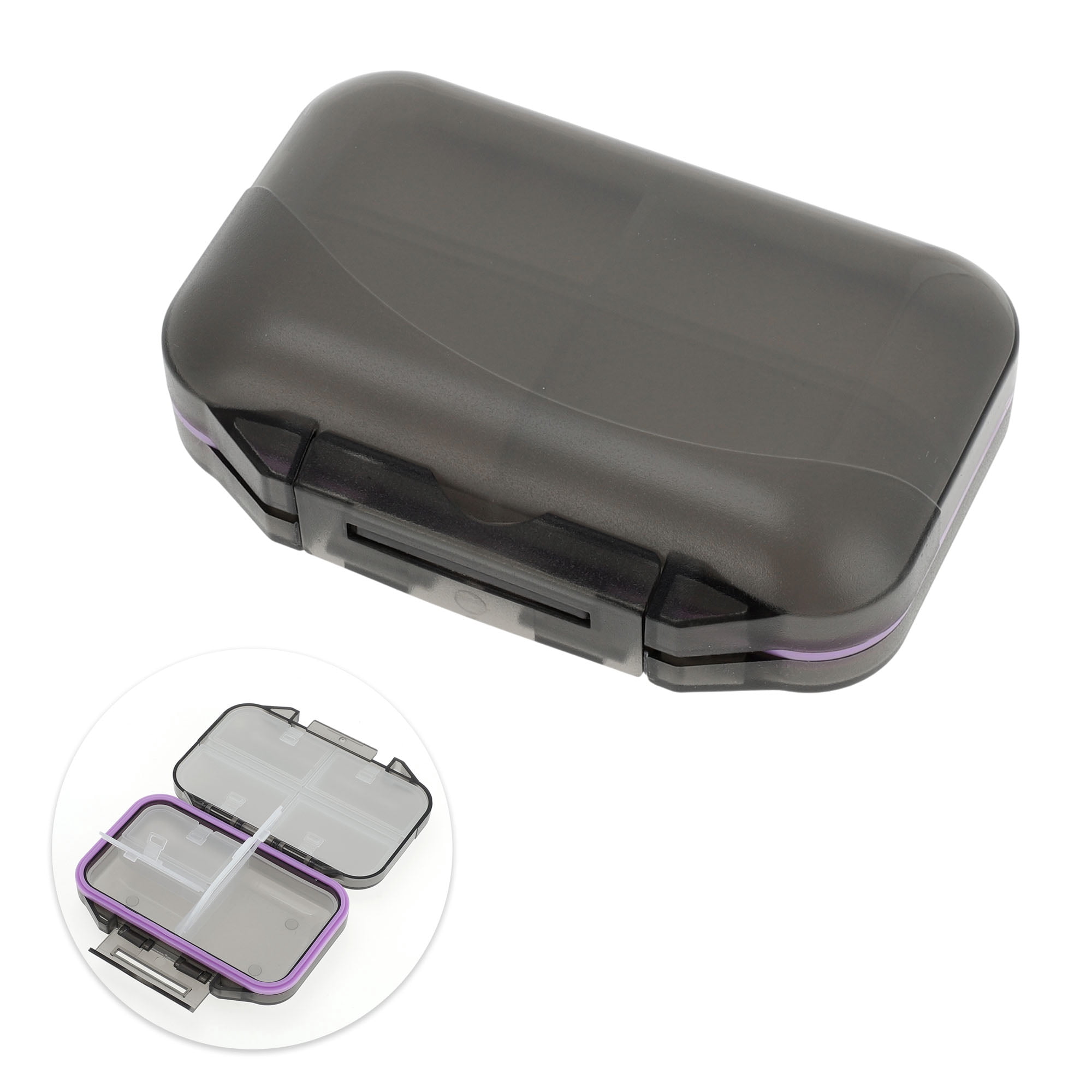 Unique Bargains 7 Grids Double Layers Portable Pill Box 1 Pc Gray, Purple