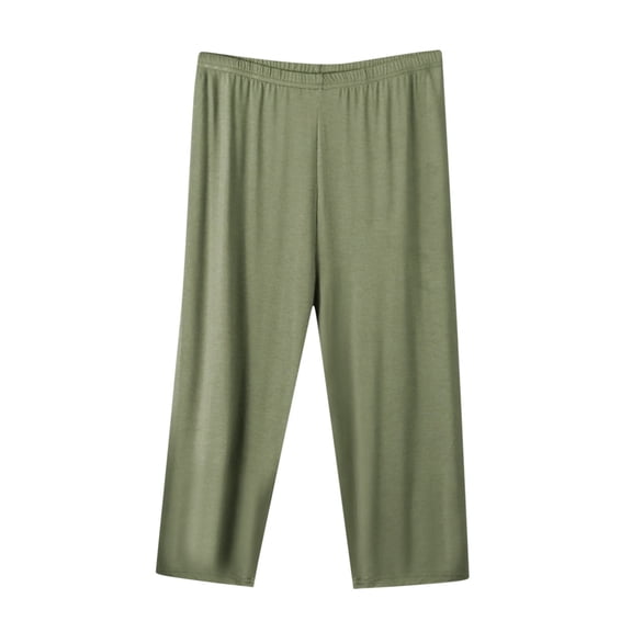 Capris Soft Cotton Pajama Pants Women Plus Size Elastic Waist Crop Sleep Pjs Bottom Home Loungewear (XX-Large, Army Green)