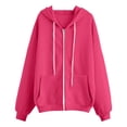 thumbnail image 5 of Comdrip Teen Girls Fleece Zip up Sweatshirt Cute Cropped Coat Fall Kids Clothing Hot Pink 140, 5 of 6