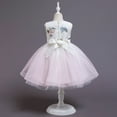 thumbnail image 5 of LYMAYTER Kids Toddler Girls Sweet Princess Dresses Baby Wedding Tulle Evening Dress Girls Printed Party Gown for 2-10 Years, 5 of 9