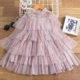 thumbnail image 4 of WOLLED Toddler Girls Longsleeve Star Sequins Dress 2-8T Kids Spring Tulle Princess Dress Dance Party Mesh Dresses, 4 of 9