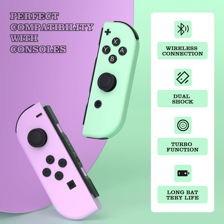 Wireless Nintendo Switch Joy-pad, Pink/Green, Dual Vibration