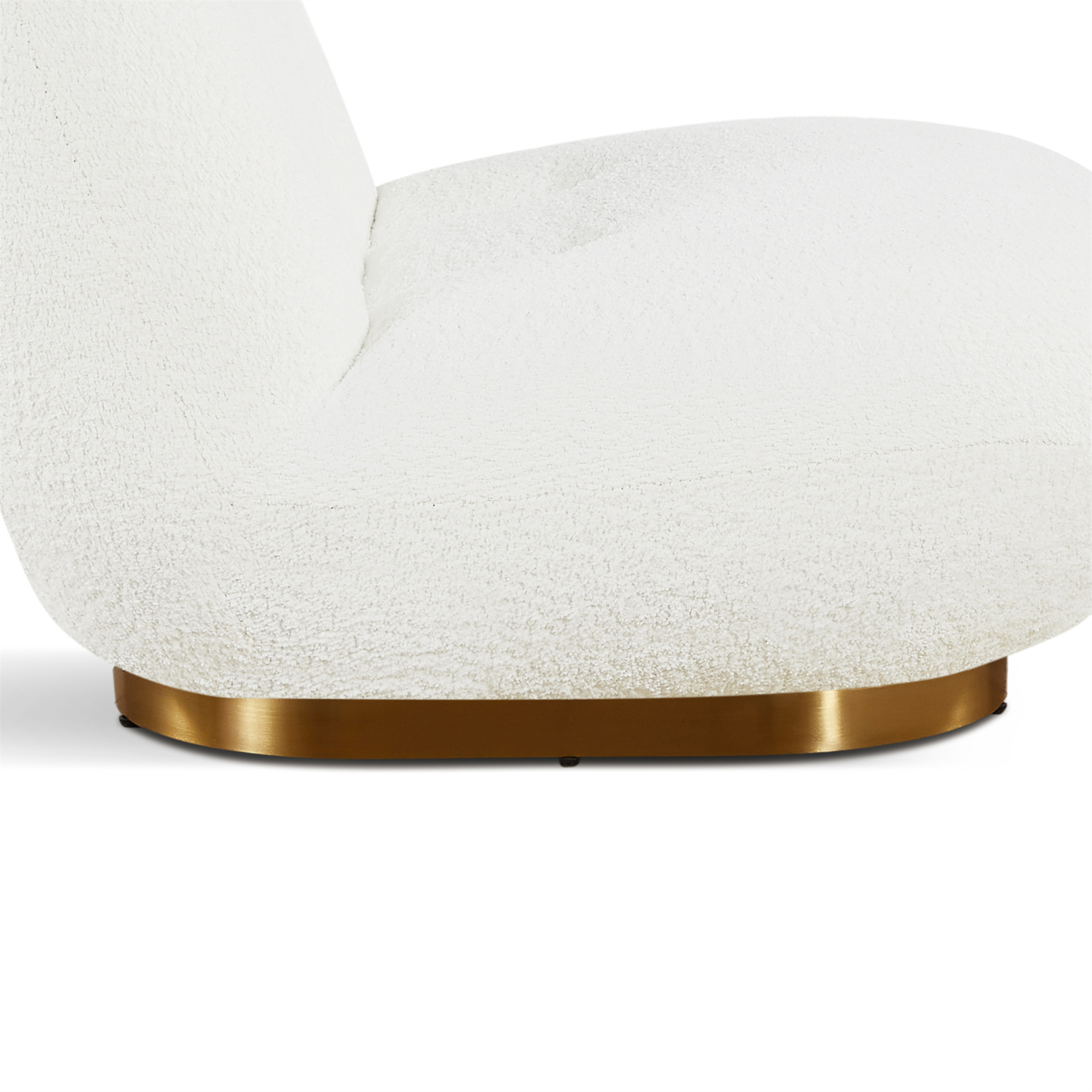Plush Glam White Lounge Chair with Gold Base