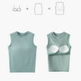 thumbnail image 4 of Tnhcen Women's Solid Color Crewneck Built-in Bra Corset Tank Top Sleeveless Sleepwear Pajama S-XL Cotton, 4 of 4