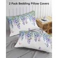 thumbnail image 2 of Wisteria King Pillow Cases Set of 2 - Microfiber Bed Throw Pillow Covers, Purple Flowers Leaves Butterflies Botanical Spring Decorative Lumbar Pillow Cover with Envelope Closure for Sofa 20"x36", 2 of 6