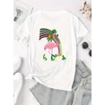 thumbnail image 2 of Creative Flamingo Pattern Print Women'S Trendy Short-Sleeve Shirt, Simple Casual Sports T-Shirt, Comfortable Summer Top for Holidays., 2 of 6