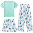 thumbnail image 4 of LIIPEE Casual Graphic Pajamas For Girls Short Sleeve Tees Shorts Pants Pajama Set 3 Piece 3-12 Years, 4 of 4