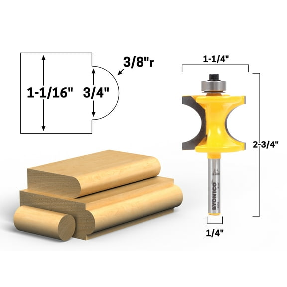 Yonico 3/8" Radius Bullnose Router Bit - 1/4" Shank - 13117q
