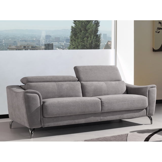 ViscoLogic Canapé/fauteuil 3 Places Style Luxe en Tissu Rembourré avec Appuie-Tête Réglable pour Salon, Causeuse et Fauteuil (Gris)