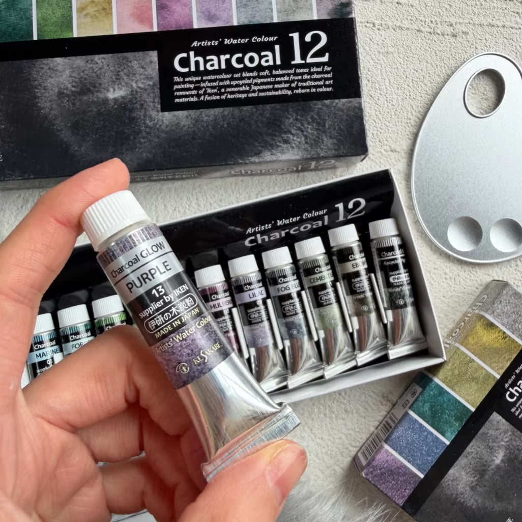 KUSAKABE Charcoal 12 color  10ml Watercolour Set, Professional Pigment Paint for Artists & Students