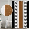 thumbnail image 6 of Modern Brown Black Shower Curtain, Waterproof Shower Curtains for Bathroom, Boho Contemporary Geometric Striped Washable Fabric Cloth Bathroom Curtain Set Bathtub Decor with Hook 48''x72'', 6 of 9