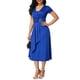 thumbnail image 2 of Dnzceghtig Vestido De Fiesta A Media Pierna Ajustado con Cintura Asimétrica Y Cuello En V De Manga Corta para Mujer De Talla Grande,Azul 3XL, 2 of 4