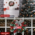 thumbnail image 4 of Relax love Artificial Christmas Wreath,Plaid Bow Garland Home Party Decorations with LED String Lights,38cm Car, 4 of 7