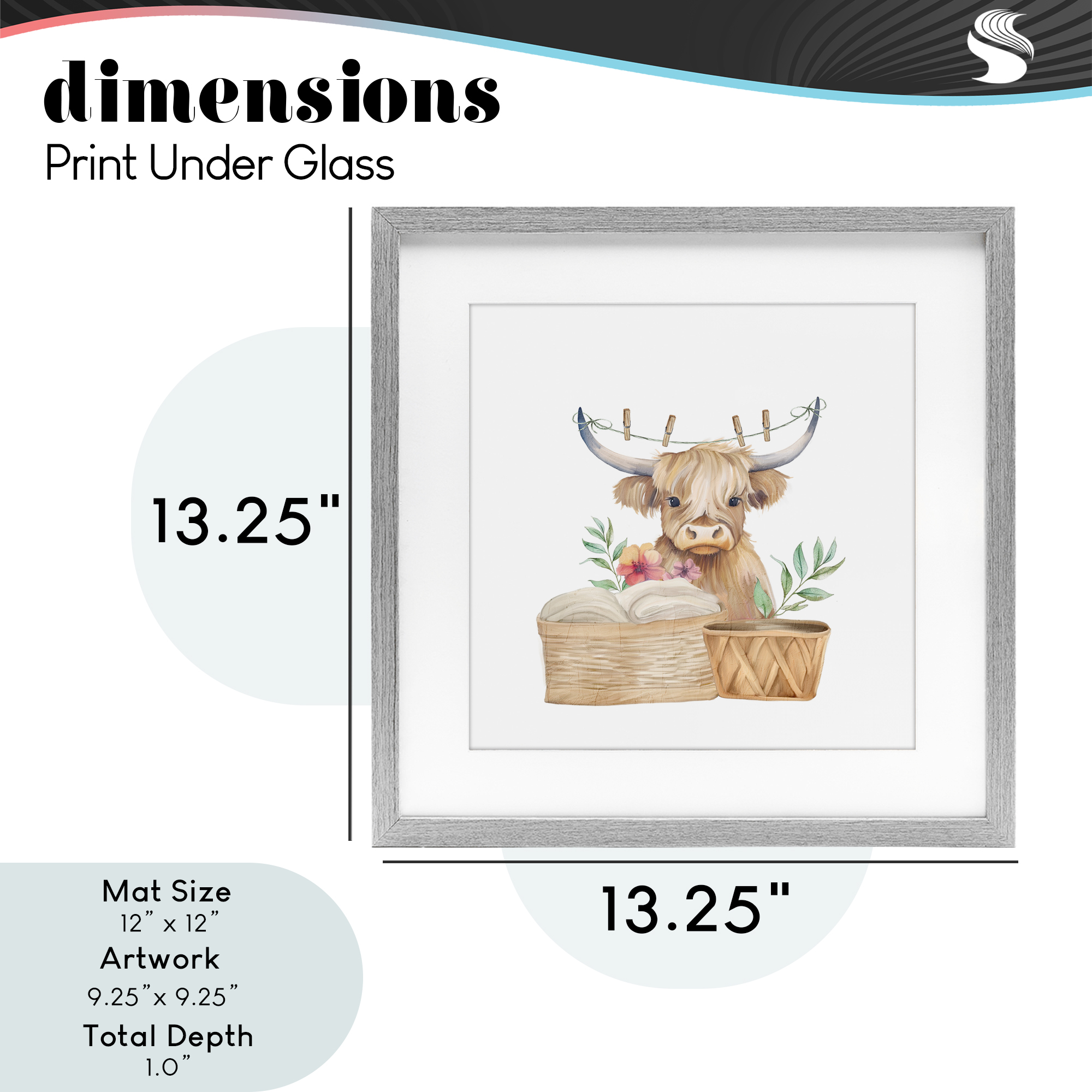 Laundry Day Baby Cattle Gray Framed Print Under Glass, design by Kim Allen