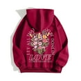 thumbnail image 4 of Women's Oversized Hoodies Fall Trendy Letter Floral Print Drawstring Long Sleeve Tops Kangaroo Pocket Casaul Loose Sweatshirts Z001-Red M, 4 of 4