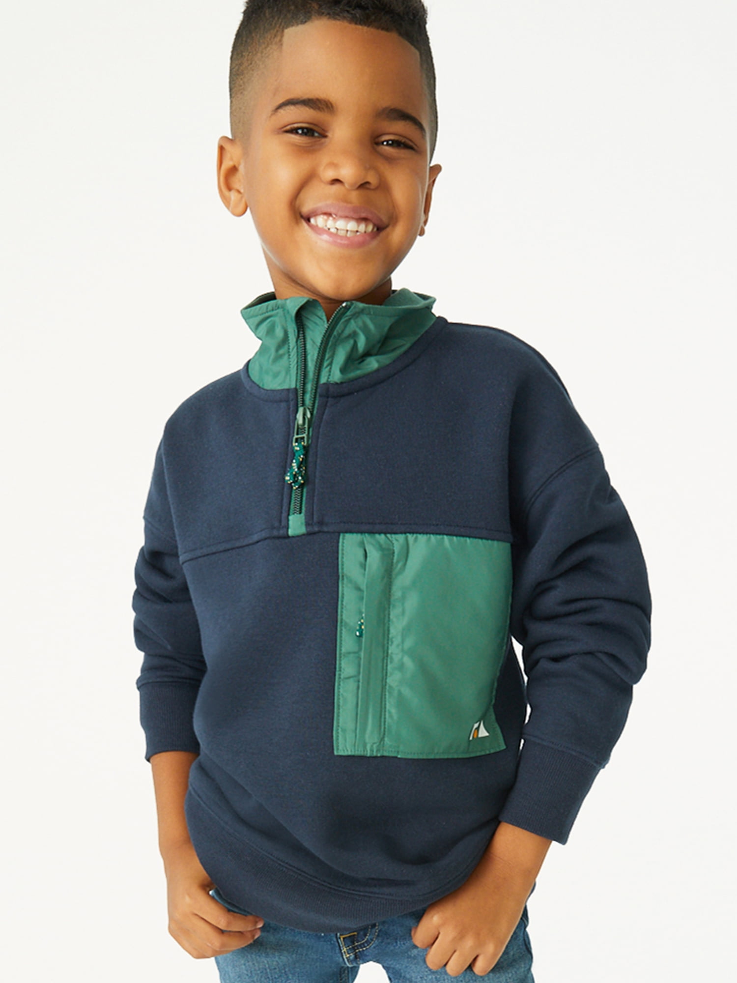 Free Assembly Boys Mock Neck Quarter 