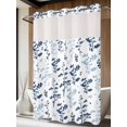 thumbnail image 2 of No Hook Shower Curtain with Snap-in Liner, Blue Botanical Waterproof Fabric Bathroom Curtains, Spring Floral Watercolor Leaf Bath Curtains & Mesh Top Window Stall 48"x72", 2 of 9