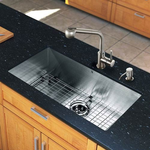 Vigo All In One 30 Undermount Stainless Steel Kitchen Sink And