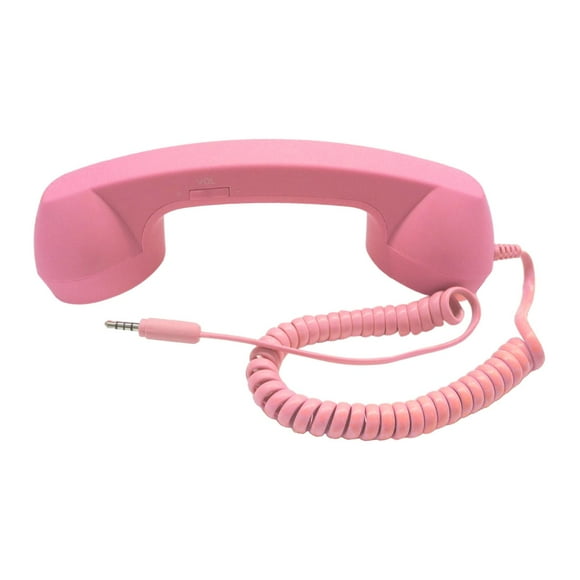 Teléfono vintage de 3,5 mm, a prueba de radiación, mini receptor de llamadas. Rosa