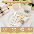thumbnail image 6 of 400PCS Pre Rolled Gold Plastic Silverware Sets - Heavy Duty Hammered Gold Cutlery Include 100 Pack Wrapped Disposable Utensils with Napkins for Parties, Dinners & Weddings, 6 of 10