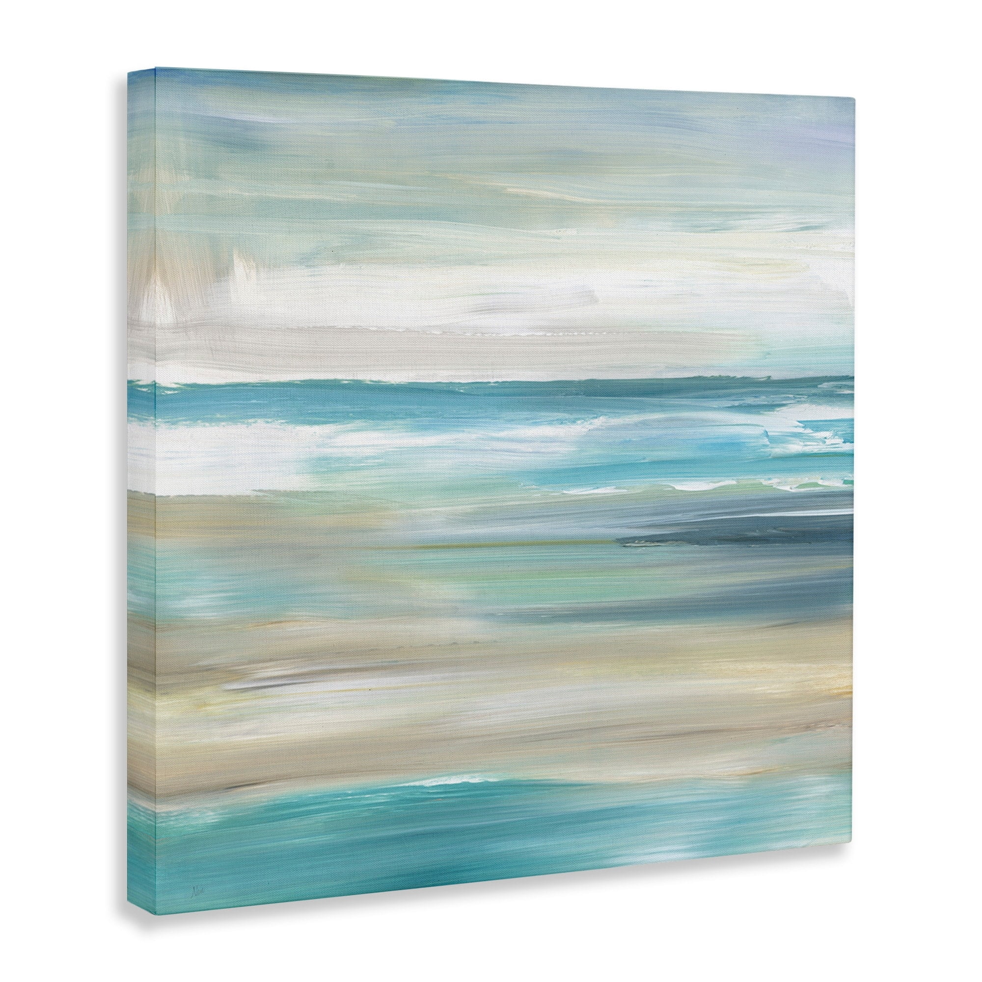 Stupell Industries Abstract Beach Sand Ocean Waves Coastal Painting Gallery Wrapped Canvas Print Wall Art