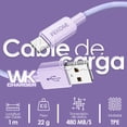 thumbnail image 3 of Cable Tipo C 1m Usb Tejido Tpe Carga Rápida Wekome WDC-03A Color Lavanda, 3 of 6