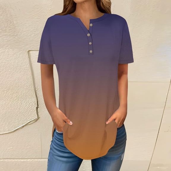 Womens Tops Short Sleeve Womens Tops 2025 Spring Neck Casual Print Tunic T Shirts Womens Tops Shirts for Women