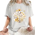 thumbnail image 5 of LEBONYARD Womens Summer Tops Clearance under $5,Tops for Women Trendy Sexy up to 50% off,Women's Fashion Summer Round Neck Drop Sleeves Leisure Short Sleeve Flower Printing Tops White S, 5 of 7