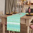 thumbnail image 2 of Table Runners 72 Inches Long Dress Scarves, Teal Green Boho Farmhouse Kitchen Table Runner, Coffee Tablerunners, Vintage Ethnic Tribe Abstract Art 14x72 Inch, 2 of 9