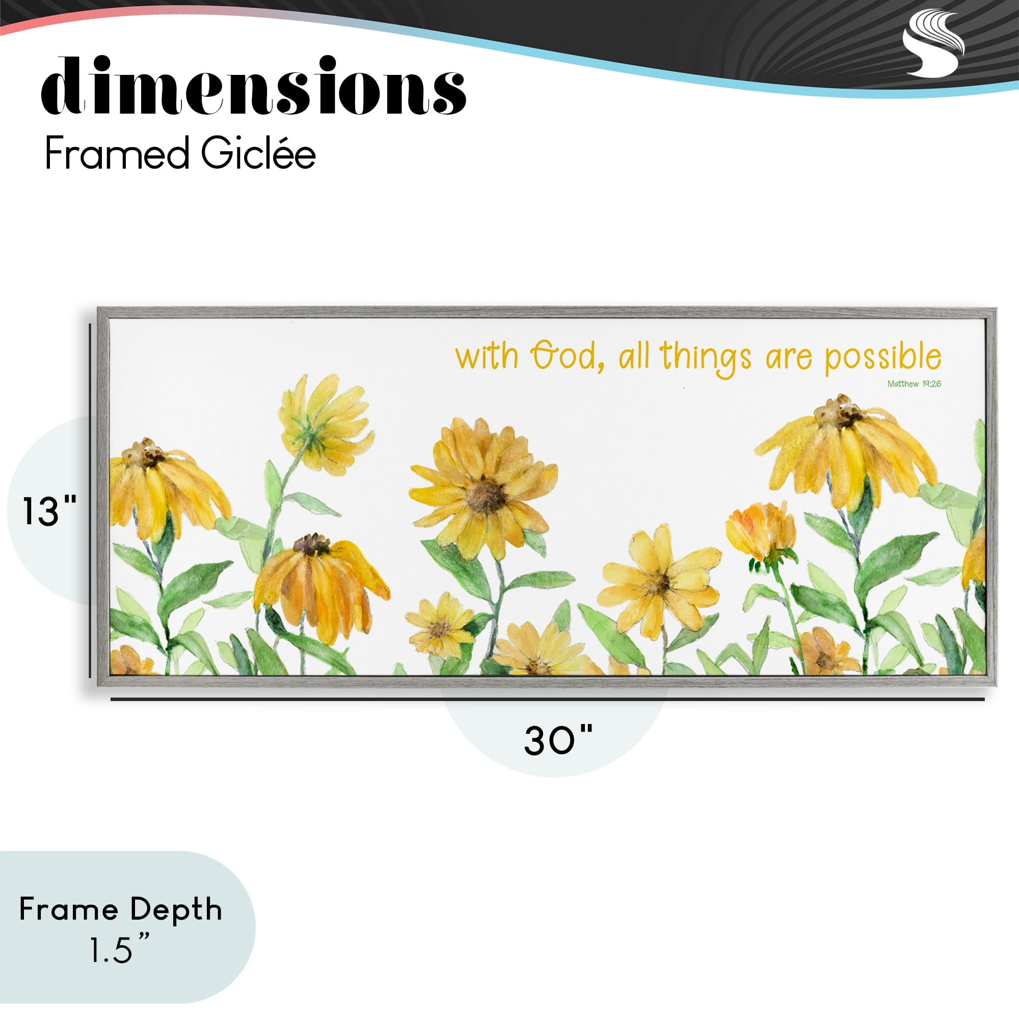 Stupell Industries With God Proverb & Daisies Gray Framed Giclee Art, design by Lanie Loreth