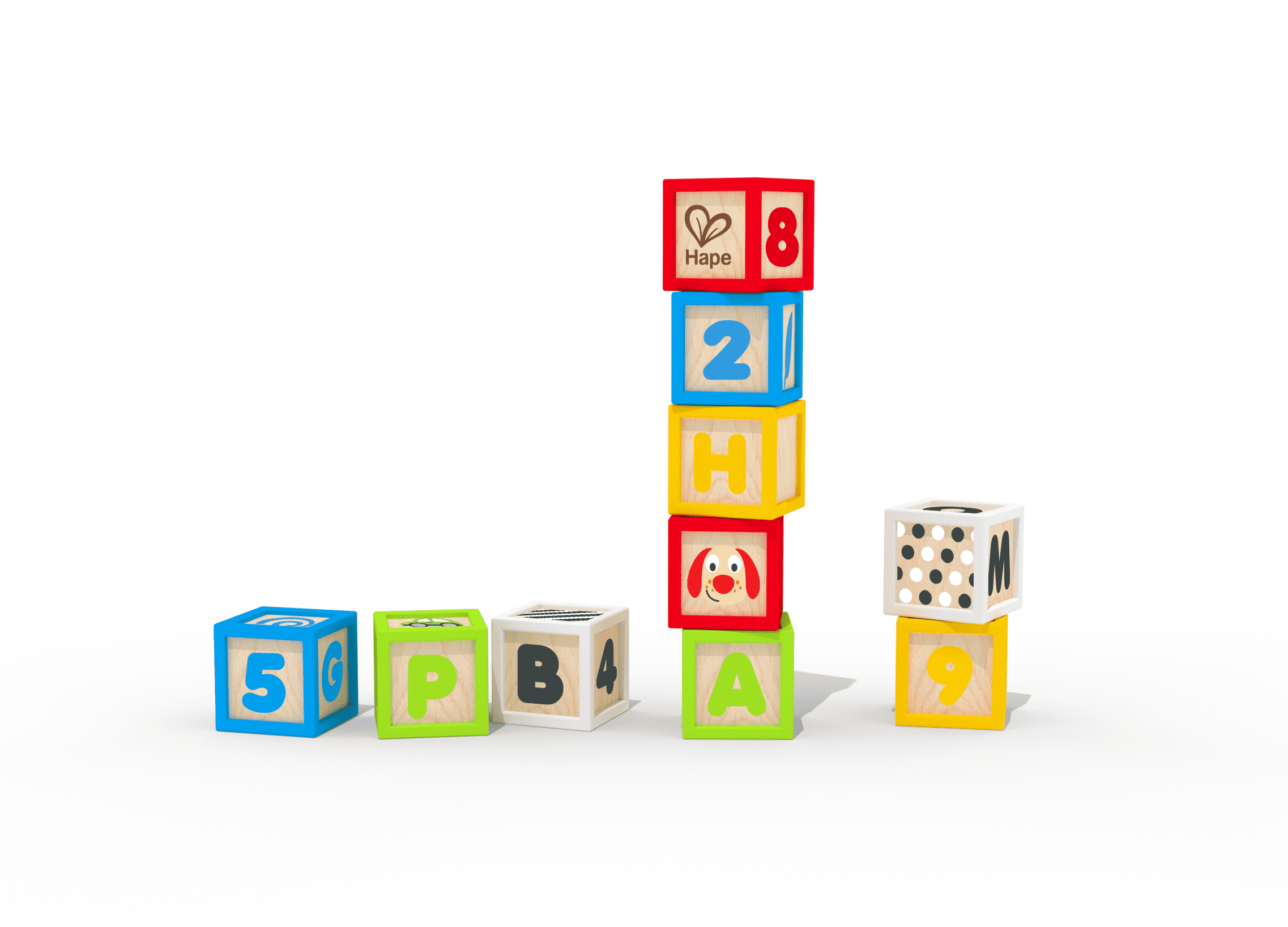 Hape Stacking ABC/123 Blocks Learning and Education Infant Toy Stack Silicone & Wood Blocks