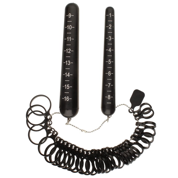 The Beadsmith Ring Sticks and Ring Sizers Combo – US Ring Sizes 1-16 with Half Sizes – Clearly Marked Measurements – Made of Black Plastic – Measuring Tool for Rings and Jewelry Making
