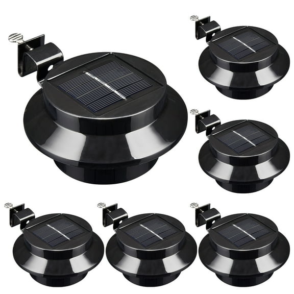 Yescom LED Solar Gutter Outdoor Wall Light Security Waterproof Garden Yard Pathway Stair Black 6 Pack