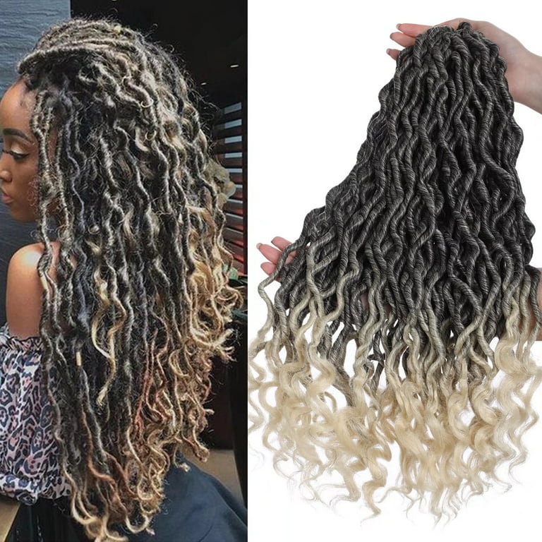 Ombre Grey Blonde Faux Locs Crochet Hair Braiding Extensions for Women  Synthetic