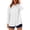 White, variant on Drses Women Cotton Linen Pleated Button Down Shirt, Lapel Point Collar Drop Shoulder 3/4 Long Sleeve High Low Hem Tunic Blouse Casual Work Top
