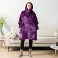 thumbnail image 6 of PAVILIA Blanket Hoodie for Women Purple, Sherpa Wearable Blanket Men, Cozy Oversized Sweatshirt Blanket, Warm Fleece Hooded Blanket Sweater with Sleeves and Two Big Pocket, Purple, 6 of 9