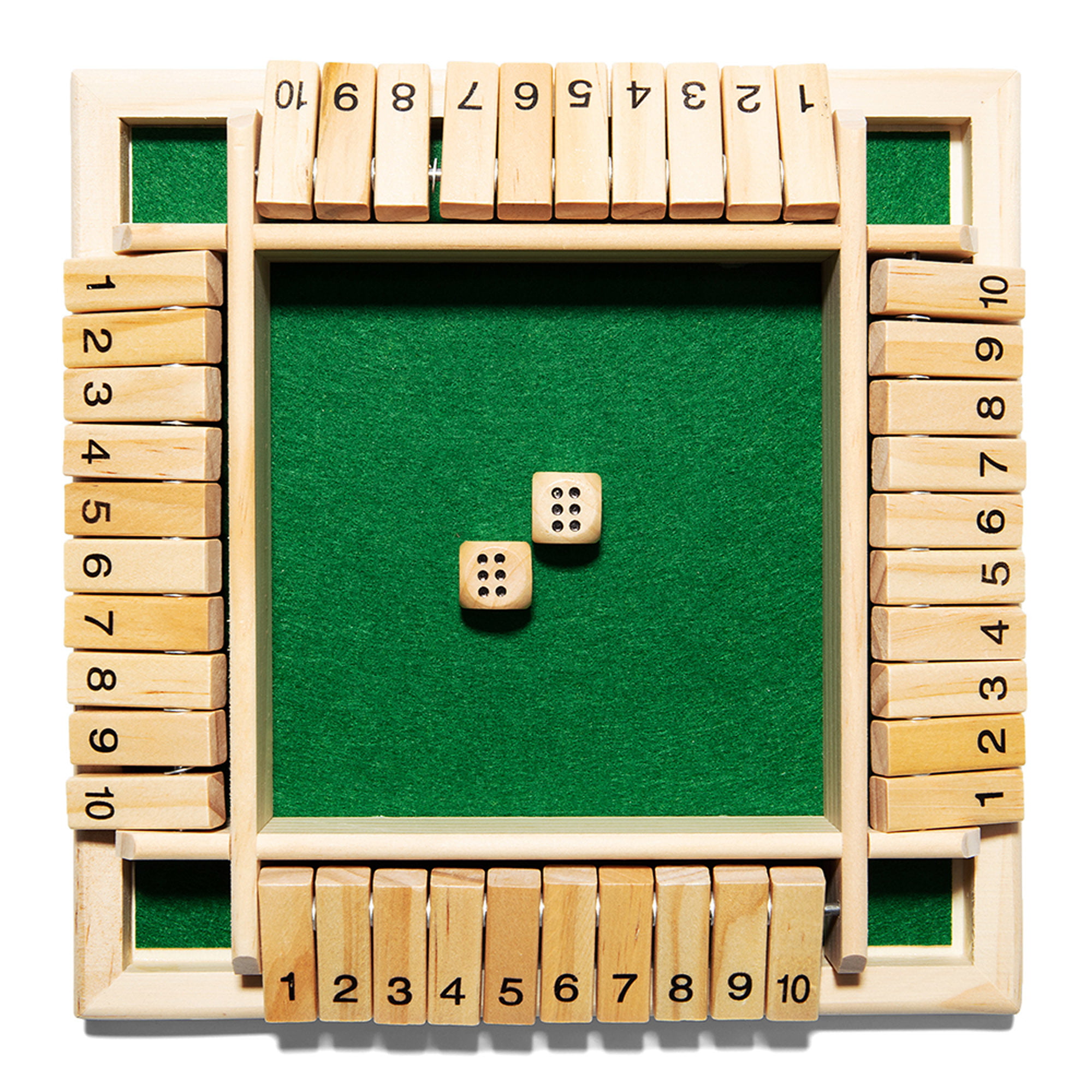 Nk 1 4 Players Shut The Box Dice Game Classic 4 Sided Wooden Board Game With 2 Dice And Shut The