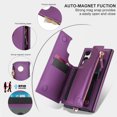 thumbnail image 5 of Wallet Case for Samsung Galaxy S23 Ultra, with Crossbody Shoulder Strap & Hand Wrist Cards Holder Zipper Pocket Stand Feature Protective Shockpoof Phone Case for Samsung Galaxy S23 Ultra,Darkpurple, 5 of 7