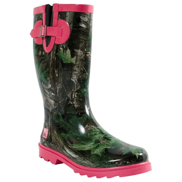 Realtree Realtree JoJo Waterproof Rubber Rain Boots for Women Xtra Green/Hot Pink Walmart