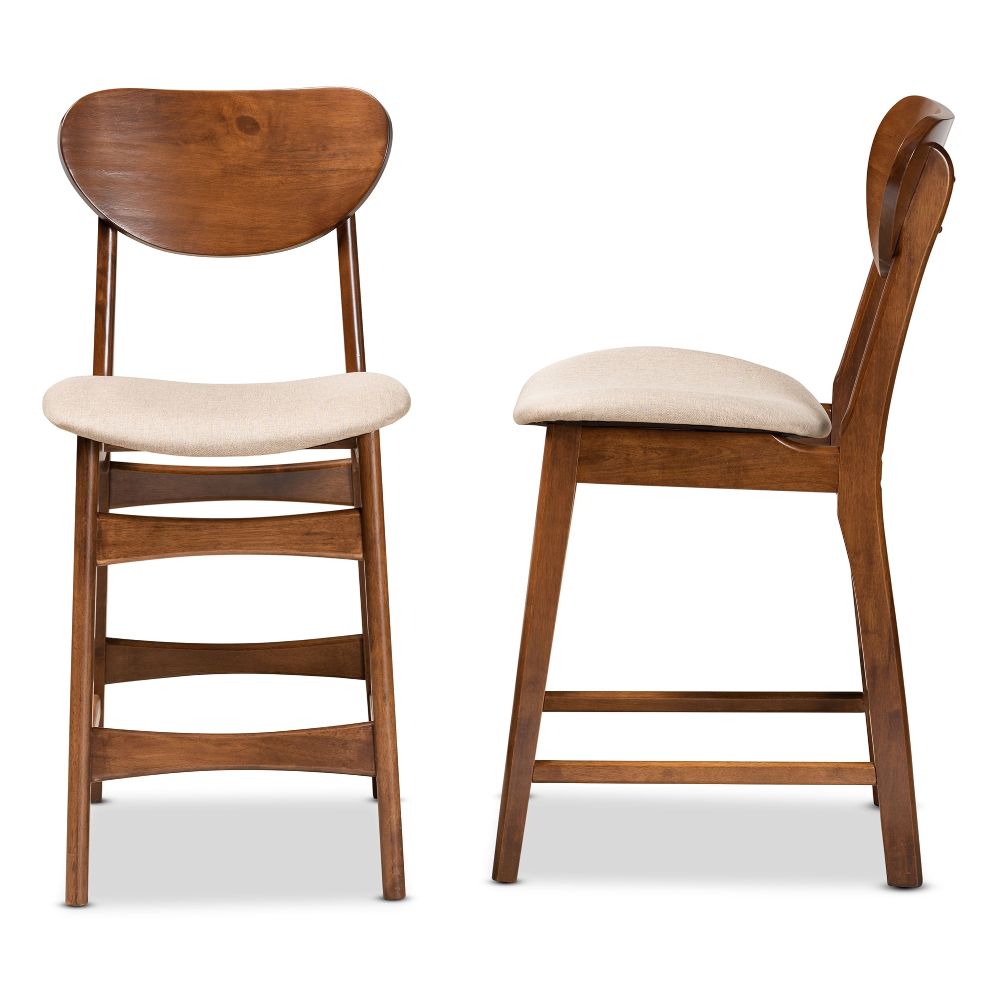 Baxton Studio Katya Bar Stool, Sand, Set of 2
