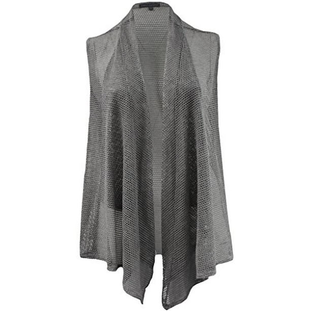 Plus Size Womens Sleeveless Open Front Cardigan Knit Vest Top Cover Up Grey  1X (16.033)