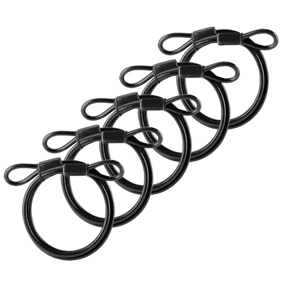 Wideskall 5-Pack 27" inch 15mm Super Duty Vinyl Coated Double Looped Braided Steel Cable Black