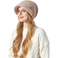 thumbnail image 4 of Womens Winter Hat Warm Knit Hat Slouchy Beanie Cap with Brim, Fleece Lined Ear Protection Beret Hat Newsboy Cap, Winter Gifts Outdoor Daily Adjustable 21.7 - 23.6 Inch, 4 of 7
