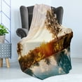 thumbnail image 4 of Hawaiian Soft Flannel Fleece Blanket, Home with Swimming Pool at Sunset Tropics Palms Private Villa Resort Scenic View, Cozy Plush for Indoor and Outdoor Use, 60" x 80", Orange Teal, by Ambesonne, 4 of 5