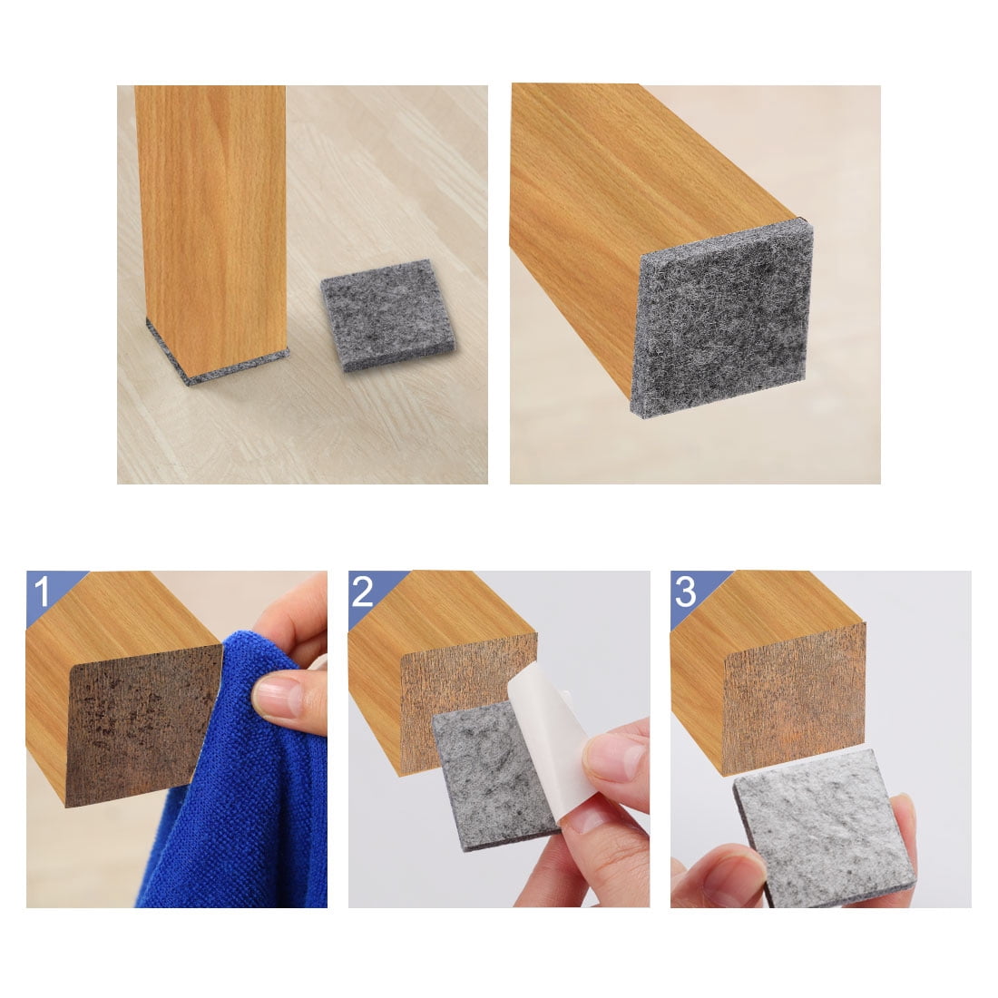 Unique Bargains  Furniture Leg Caps Floor Protector 4 Pcs 1.77" x 1.77" x 0.20"