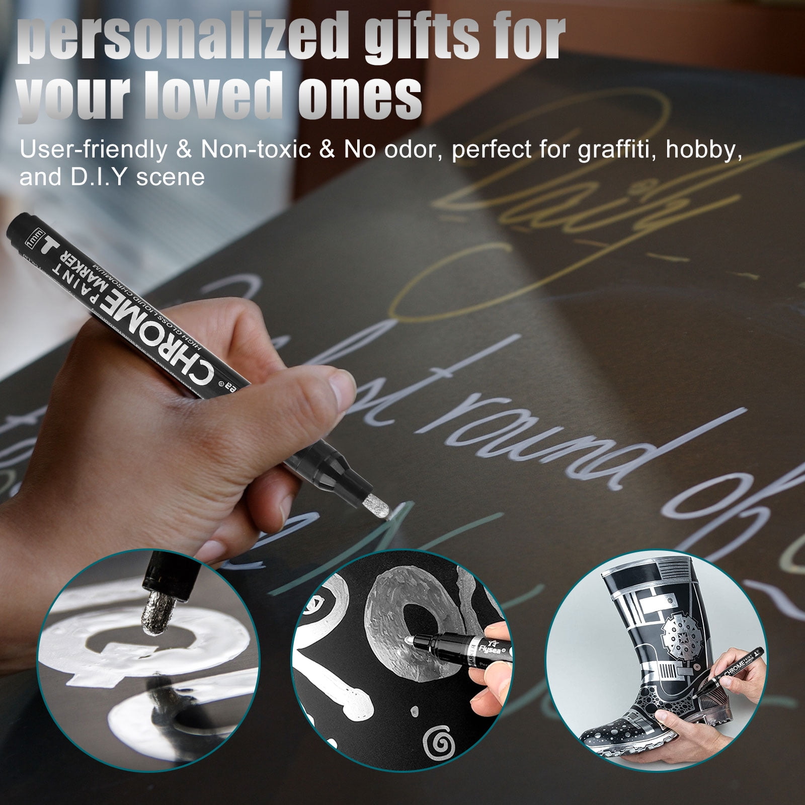 Liquid Chrome Pump Marker, TSV Silver Alcohol Mirror Reflective Paint Pen,  for DIY Arts Refill Model Graffiti (1mm/3mm) 